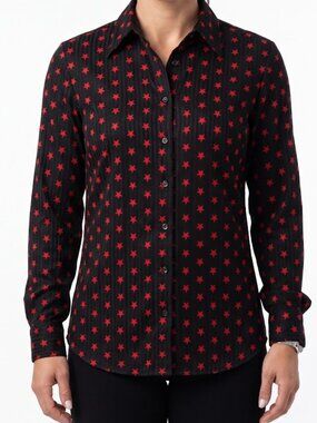 Guess Jeans Star Print Vintage Satin Blouse- Sz. Sm